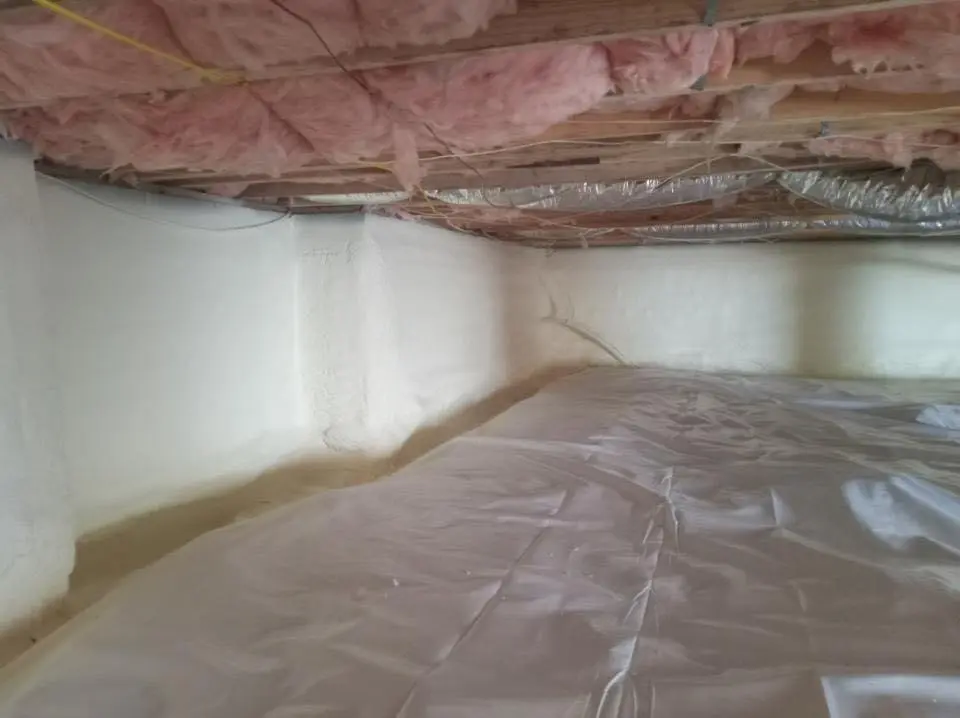 Crawl space encapsulation with closed-cell spray foam for Commercial Roof Restoration in Applewood